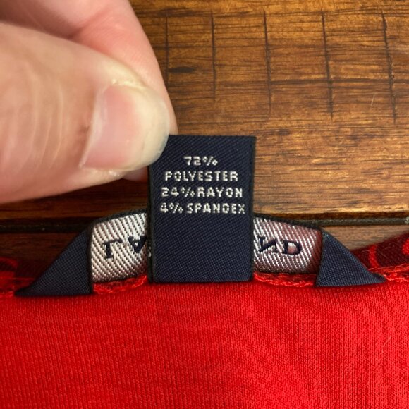 Lands End Dress Womens Large Red Jersey Faux Wrap Graphic Print Career Office - Picture 8 of 10